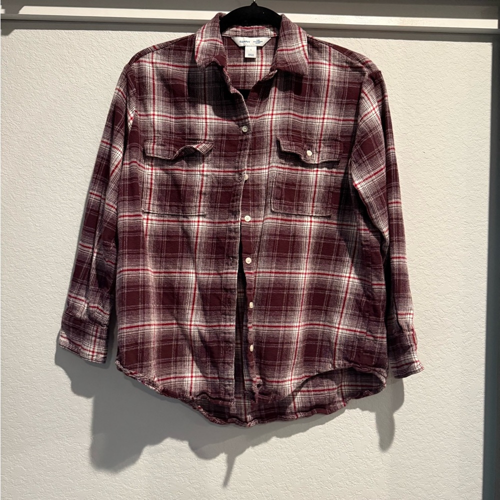 Old Navy Brown and Red Plaid Shirt